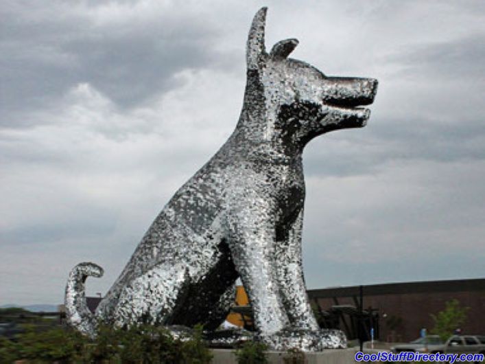 مجسمه سگ نقره ای غول پیکر- دنور، کلرادو