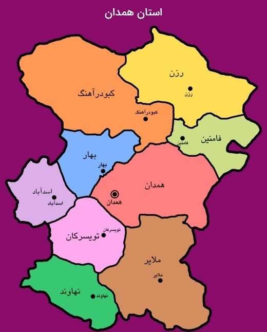 نقشه همدان