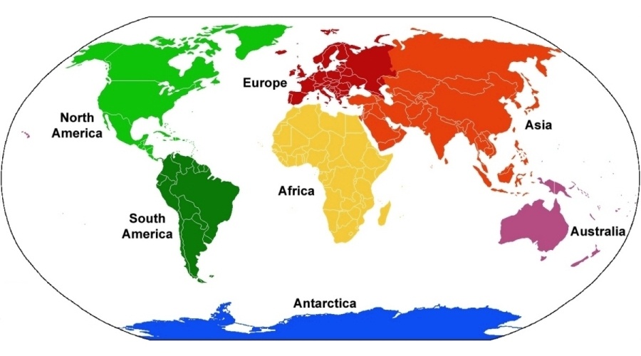 نقشه 7 قاره جهان